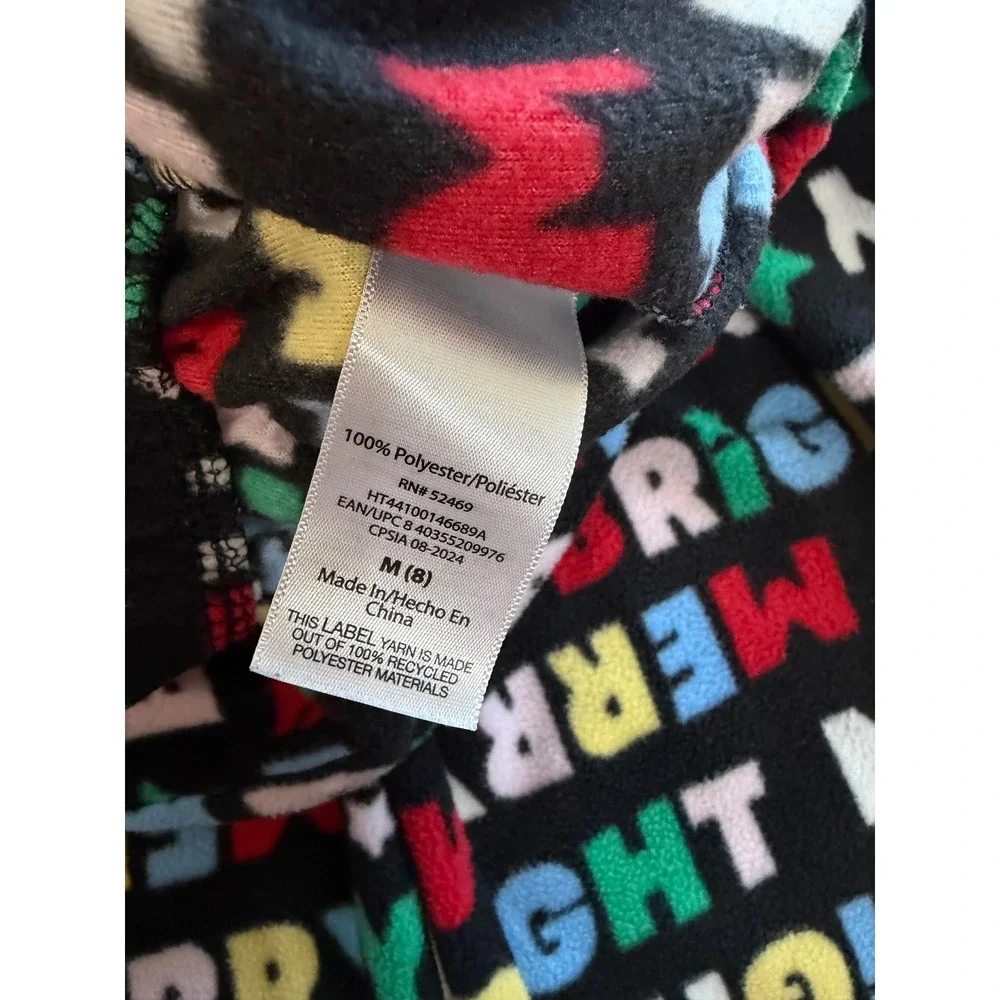 Holiday Time Kids Merry & Bright Fleece Pajama Pants Black Multicolor Size M 8